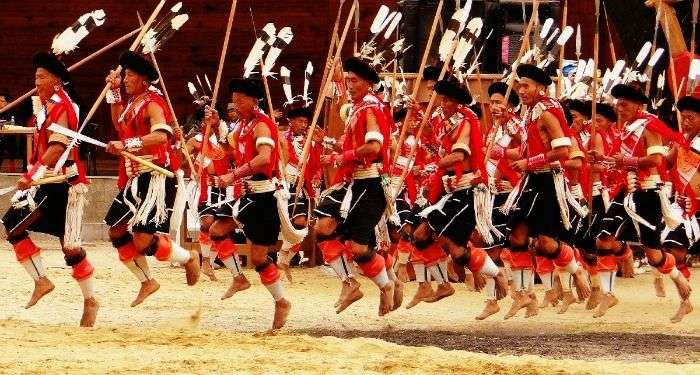 Naga tribal men during the Hornbill Festival