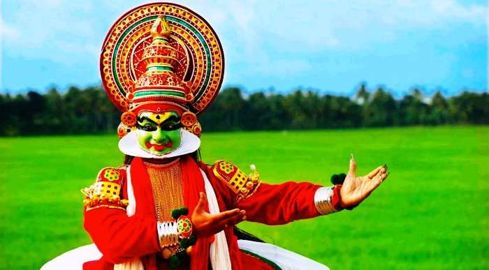 A Kathakali artist performing the dance form