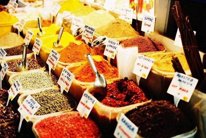 Spices being sold in Khari Baoli in Old Delhi