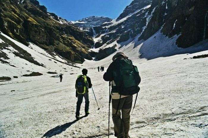 Snow capped mountains on Rupin Pass Trek