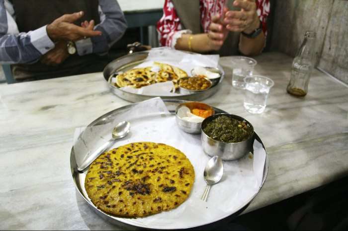 Makke di roti & Sarson da saag at Sharma Dhaba near Shimla