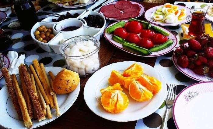 Turkish Breakfast spread in Istanbul