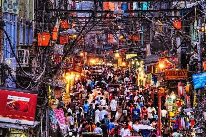 The ever colored and crowded market of Chandni Chowk Delhi