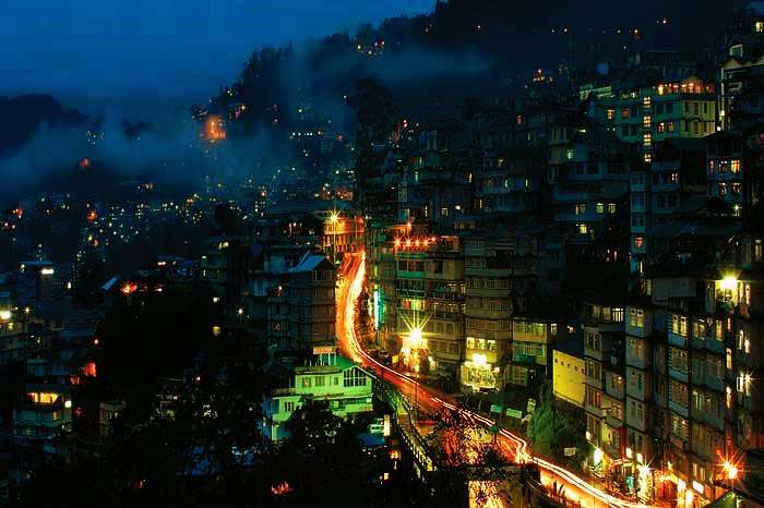 Night view of Gangtok
