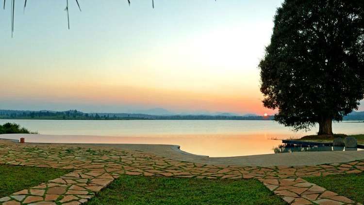 Infinity pool at Orange County Resort in Kabini