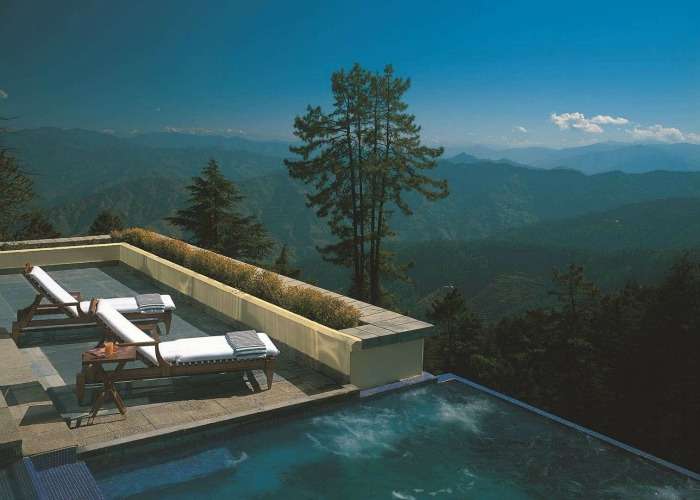 Infinity pool at Wildflower Hall in Shimla