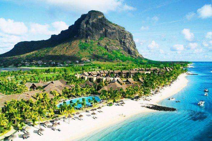 Beautiful Mauritius Island and azure waters of the sea