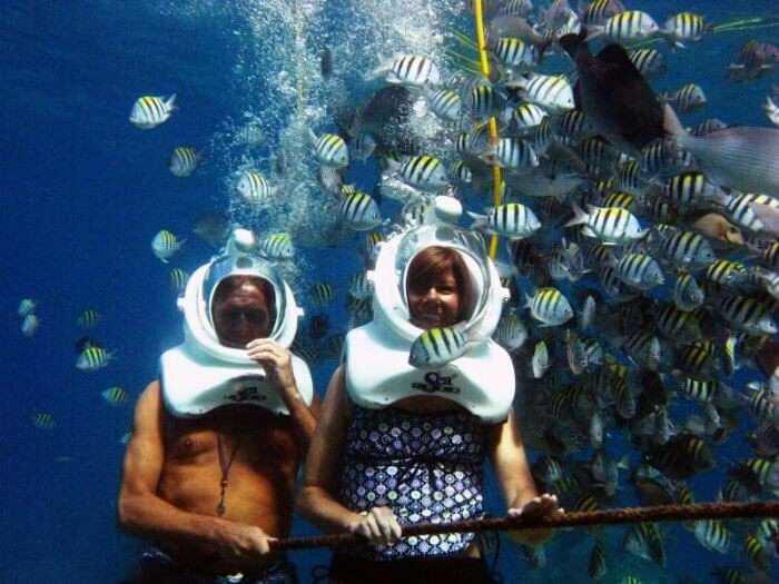 One of the best water sports in Maldives is Undersea walking