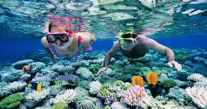 couple enjoying snorkeling in andaman