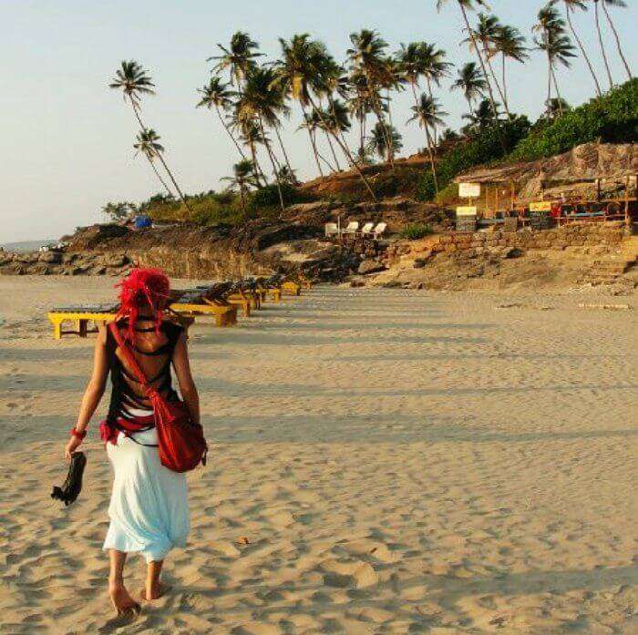 A hippie chilling on the beaches of Goa in Arambol