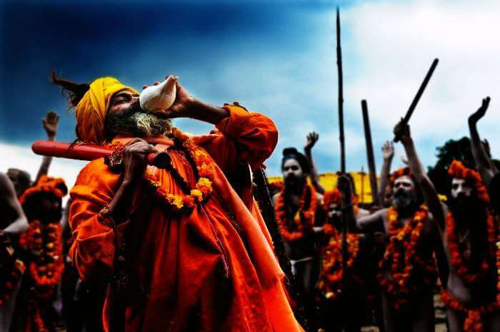 Sadhus ensemble in Ambubachi Mela in Kamakhya Temple of Assam