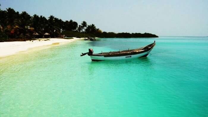 Fishing boat in Bangaram Island in Laccadive Islands