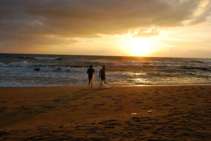 The vibrant sunrise in Covelong Beach
