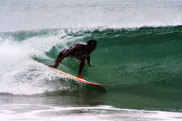 Surfing at Covelong beach in Chennai