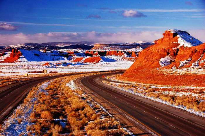 A riot of colours on the Interstate 70 road in Utah