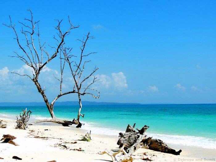 The turquoise waters and white sand of the Kala Pathar Beach in Andaman