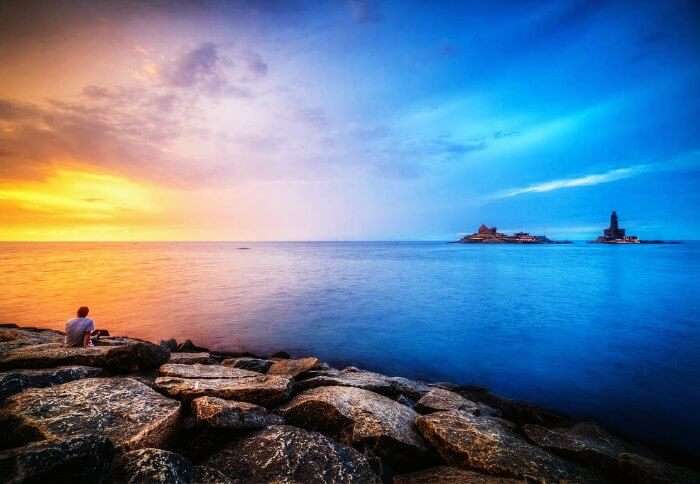 Sunset at the gorgeous Kanyakumari Beach