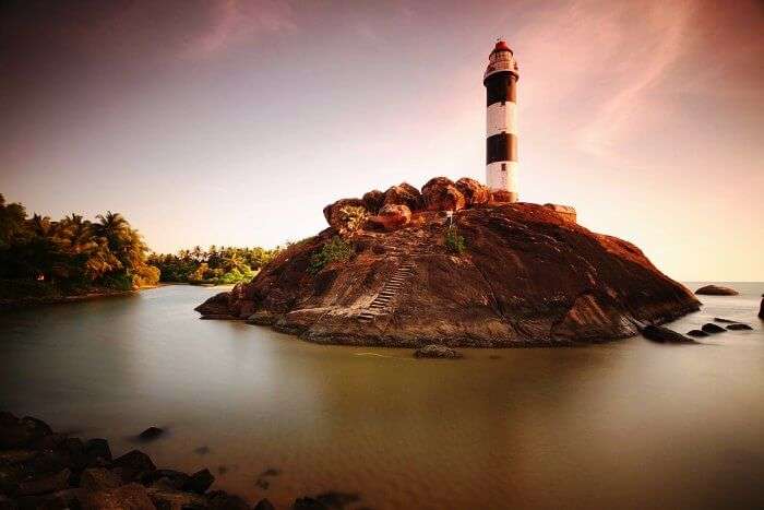 the lighthouse at the Kaup beach of Karnataka