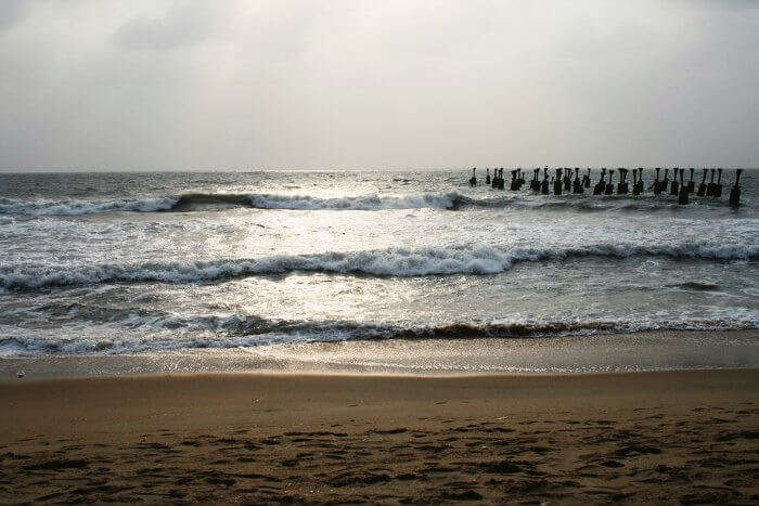 The sunset view of the Kozhikode beach in Kerala