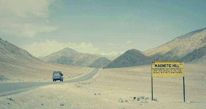 Experience an upward pull at the Magnetic hill in Ladakh