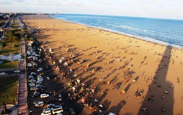 The longest beach in the country, Marina Beach in Chennai