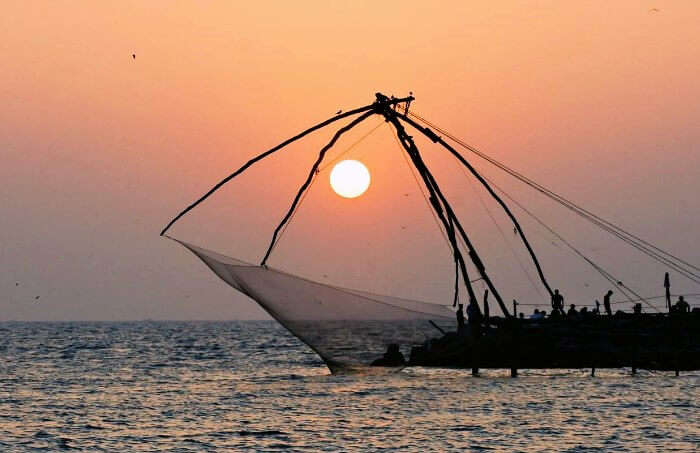 The Chinese fishing nets at Munambam Beach at Ernakulam