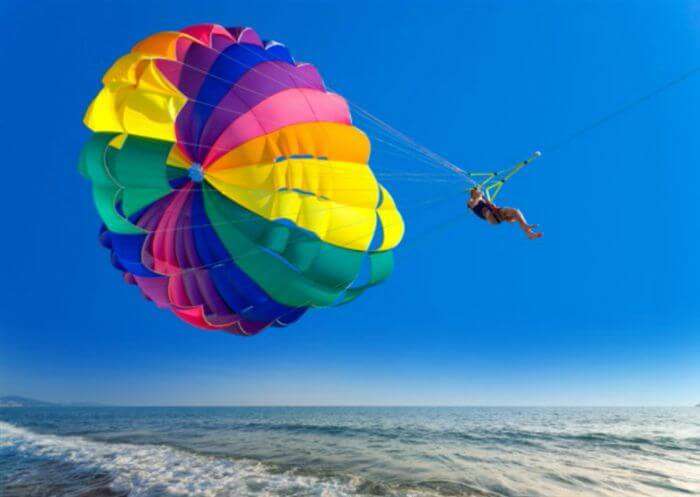 Parasailing combines the fun of sky and water sports in Mauritius