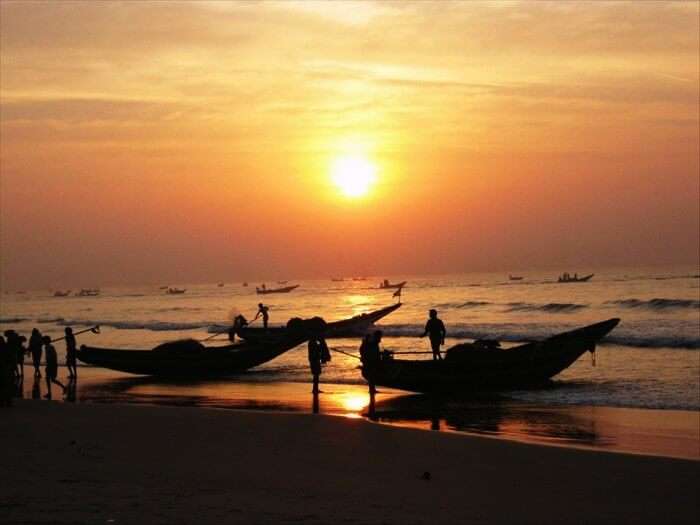 Sunset at the Puri Beach in Orissa