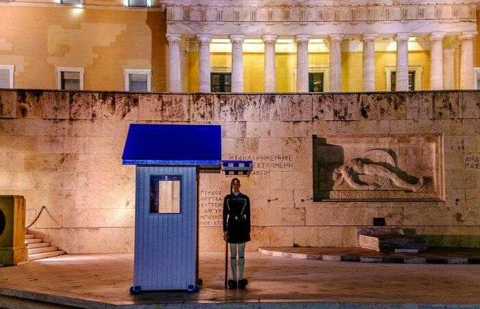 Quaint Greece town at night