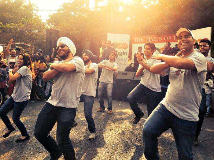People dancing on Rahgiri day in CP
