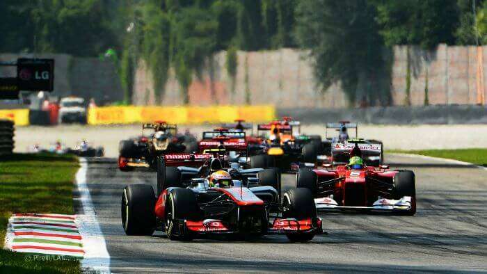 Racing cars on the Monza circuit of Italy
