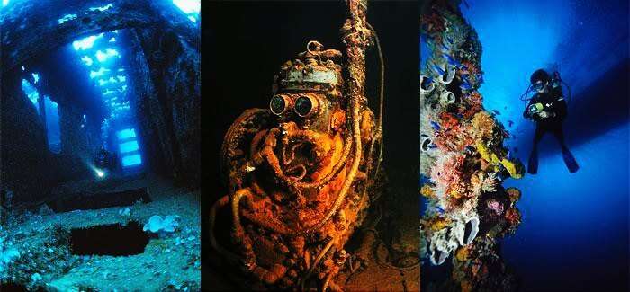 Explore the ship wrecks in Truk Lagoon in Micronesia