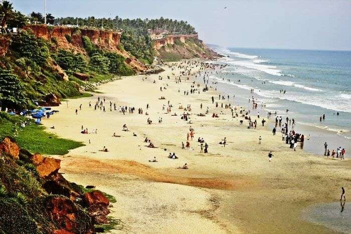 The view of the north cliff in Varkala beach