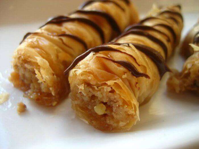 Stuffed baklava cones