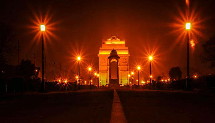 Illuminated India Gate on Raj Path