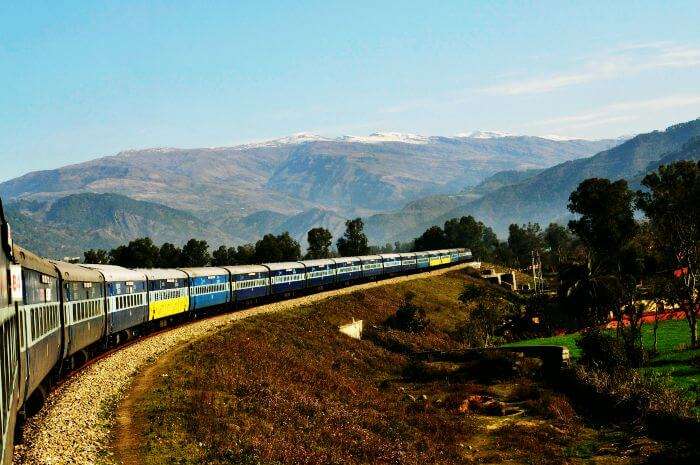 Kashmir Railway passing through the scenic route from Jammu to Baramulla