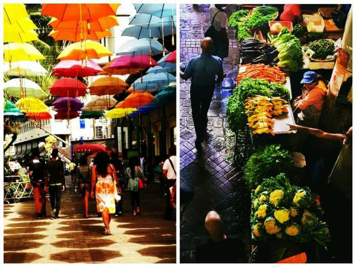 Two shots of Port Louis Bazaar and Central Market in Mauritius