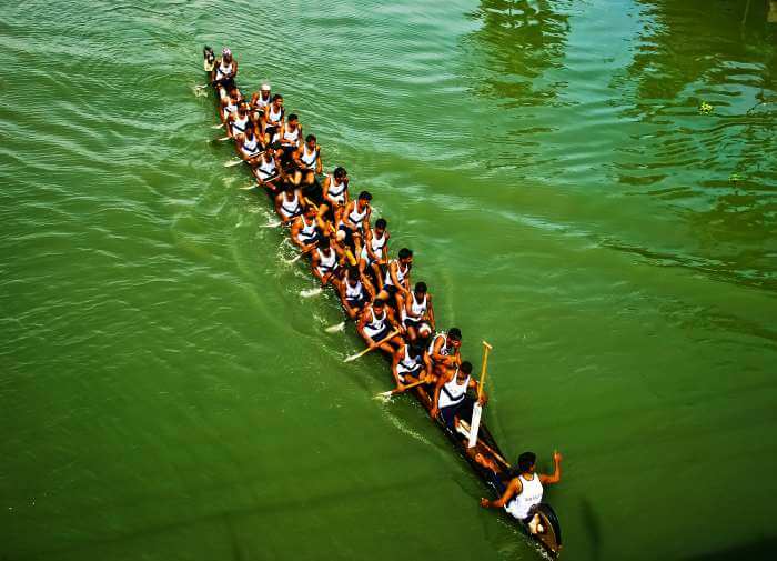 An ongoing practice session before Nehru Trophy Boat Race 2017