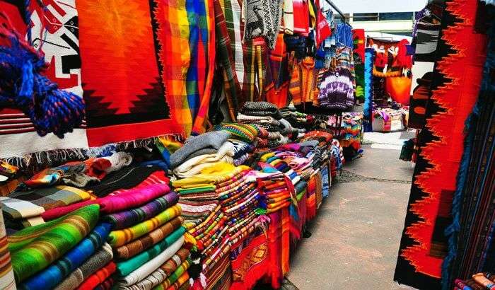 Colorful textiles exhibited at Quatre Bornes Market in Plaines Wilhems