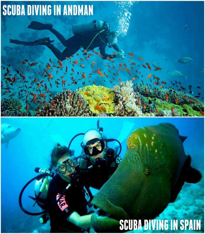 Scuba diving in andman and spain