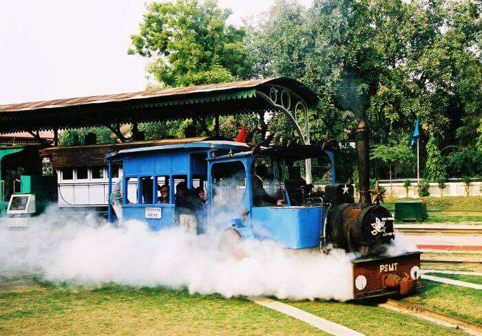 A toy train ride in Delhi