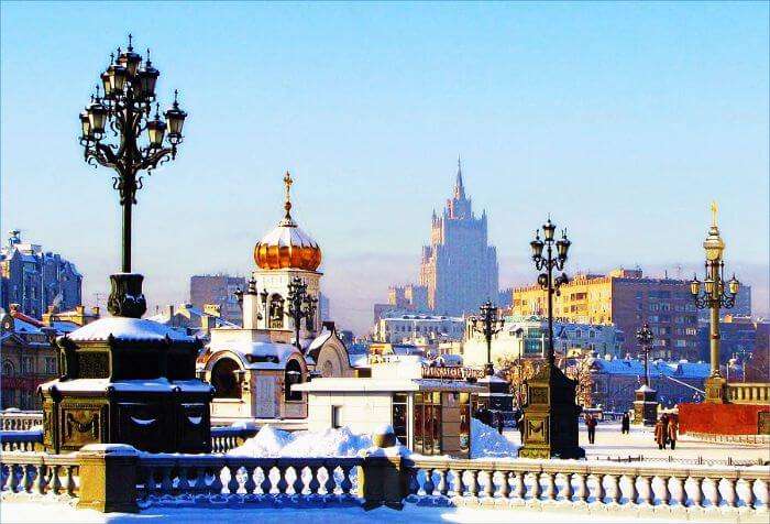 Snow covered Moscow in winters