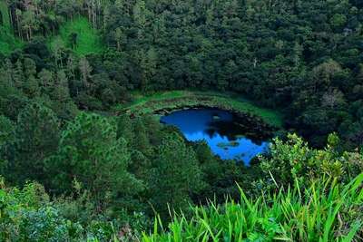 The Crater Lake formed at Trou Aux Cerfs volcano in Mauritius