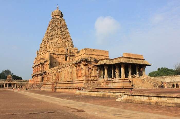 The famous Brihadeeswara Temple at Thanjavur in Tamil Nadu which is one of the blissful places to visit in winter in India