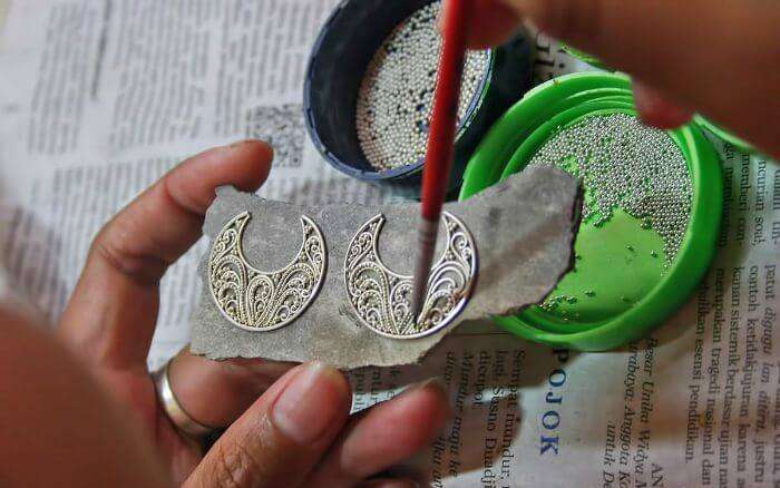 The intricate craftsmanship on silver in Celuk Village the best shopping place in Bali for girls