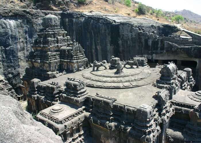 The caves at Ellora situated 32 km from Aurangabad