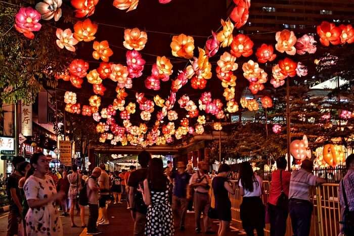 During Mid-autumn celebrations local streets are the best free place to visit in Singapore