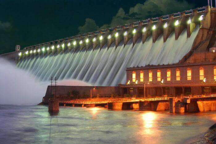 Night view of Nagarjuna Sagar Dam