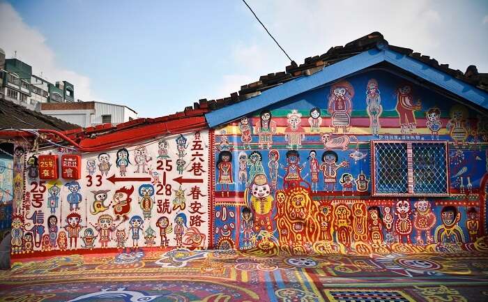 A beautiful and colorful small village in Taichung, Taiwan where almost everything in site is painted joyful colors