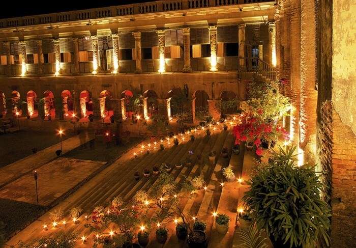 A night view of Rajbari Palace, Bawali